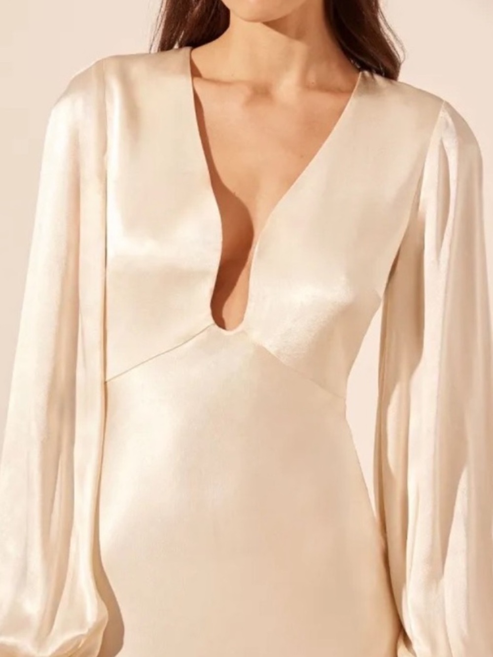 Shona Joy Satin Plunge Maxi Dress in Ivory - Picture 2 of 4